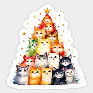 Cat Christmas Tree Sticker